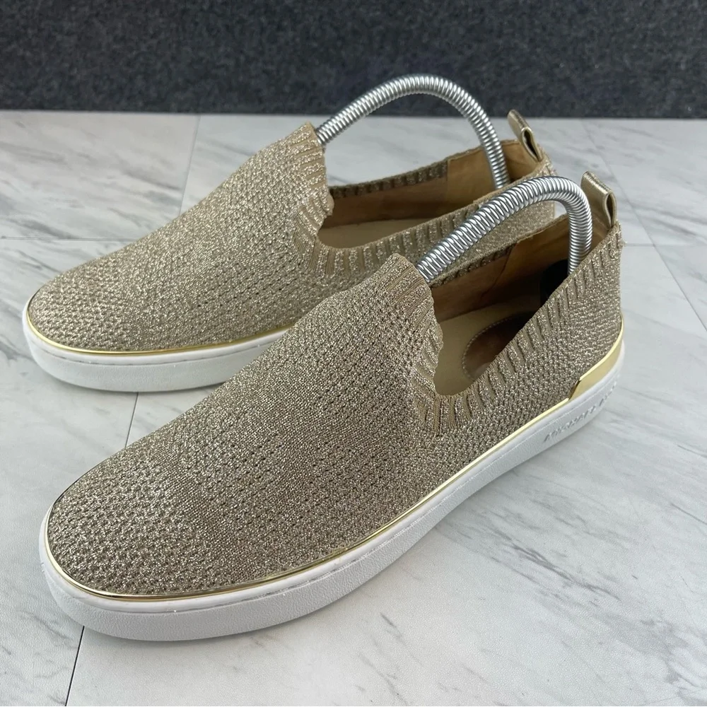•Michael kors gold glitter slip on sneaker shoes women’s size 8.5_13